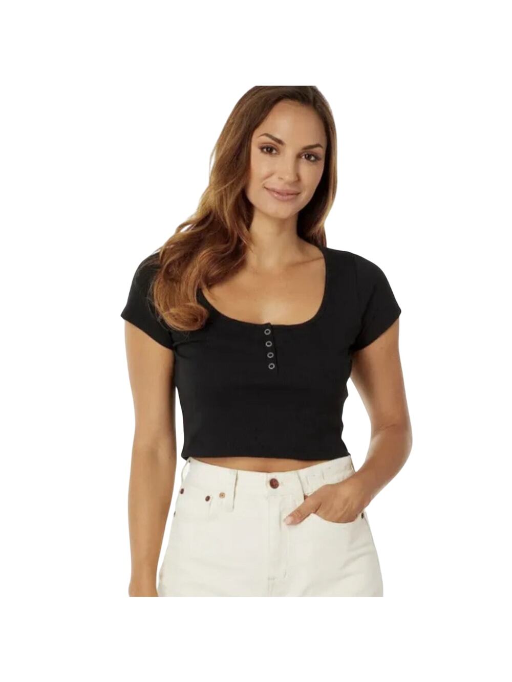 Madewell Ribbed Henley High-Crop Tee Women’s size XS